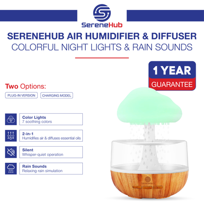 Calm Cloud - SereneHub™ Raindrop Aroma Humidifier